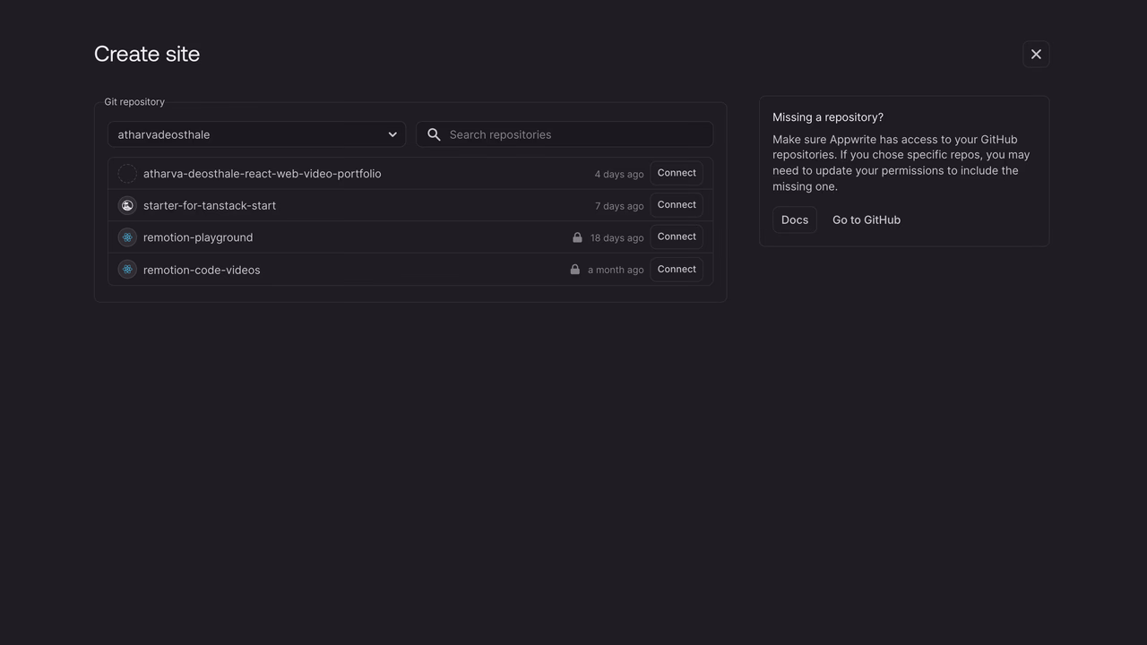 Selecting the repository