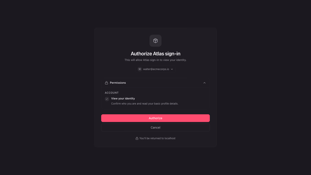 Consent screen asking the user to authorize the app
