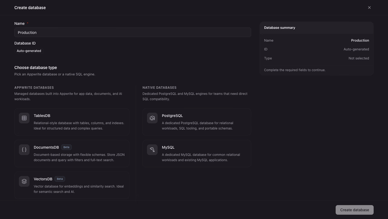 Creating a DocumentsDB database