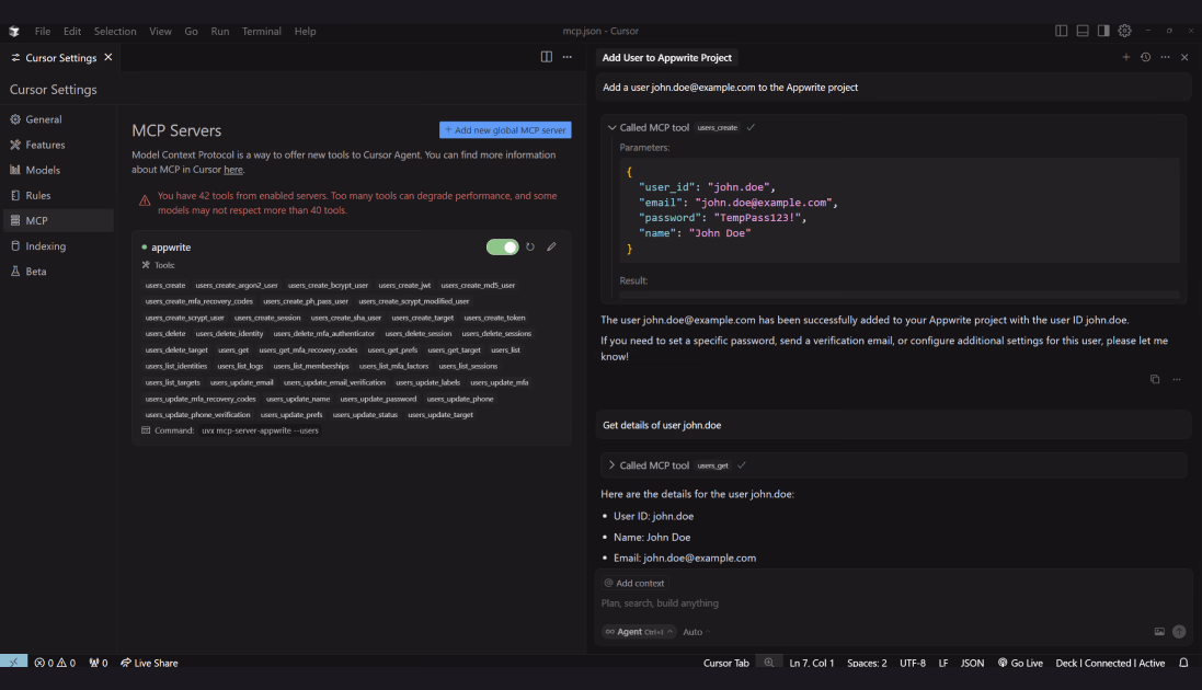 Create a new user in Appwrite project