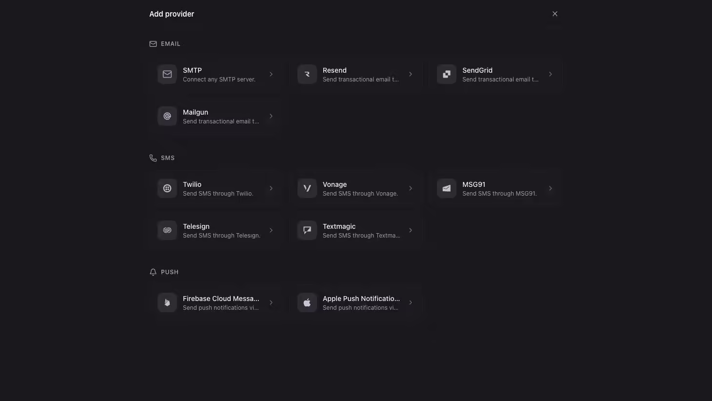 Setup email provider